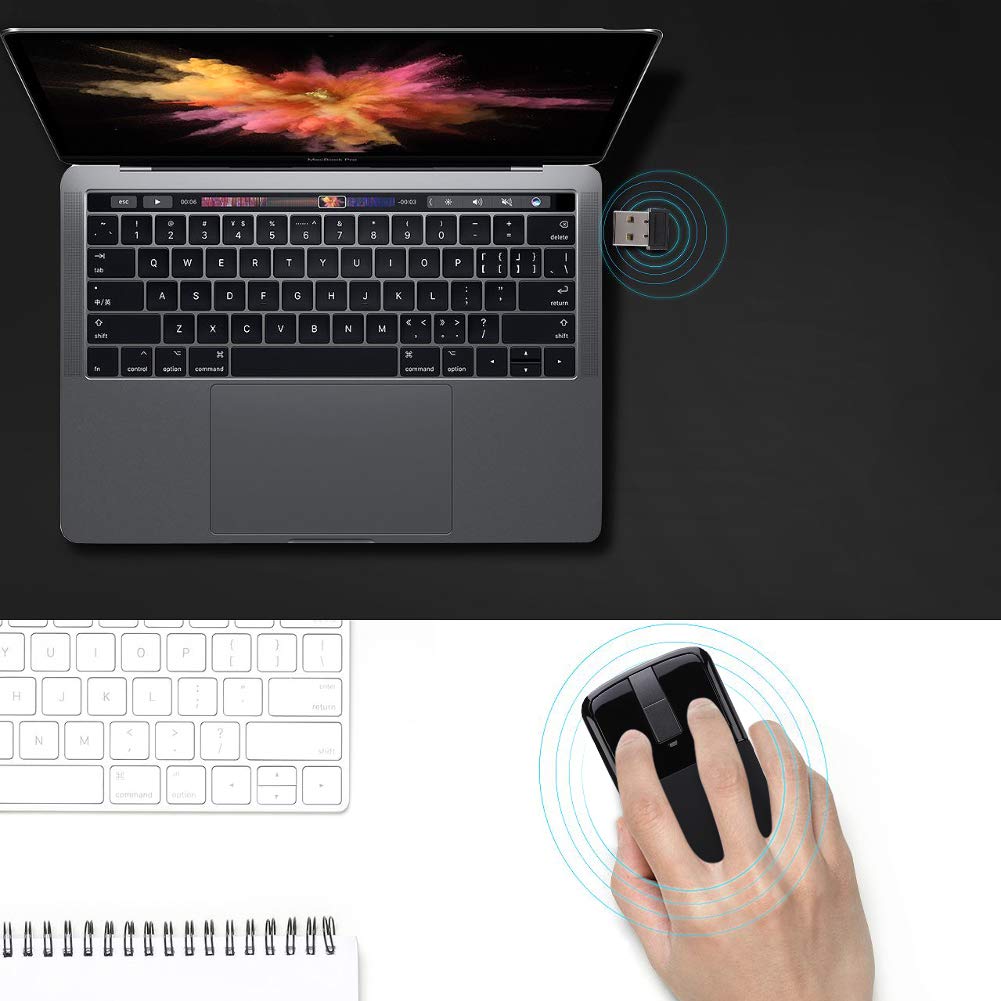 Microsoft Wireless Wireless Arc Mouse Touch Thin Arc Bluetooth Surface Receiver S Pro Touch Portable Foldable Optical Mouse,