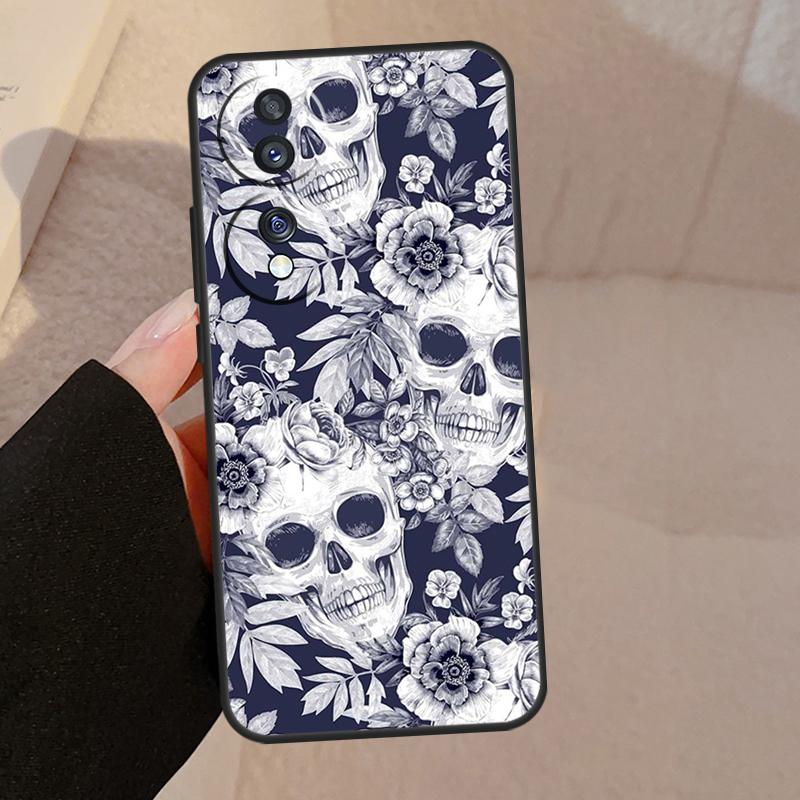 Готический Цветочный Череп Чехол Для Honor Magic 5 Lite Pro 50 70 90 8X 9X X6 X7 X8 X9 Honor X6a X7a X8a X9a X9b Чехол