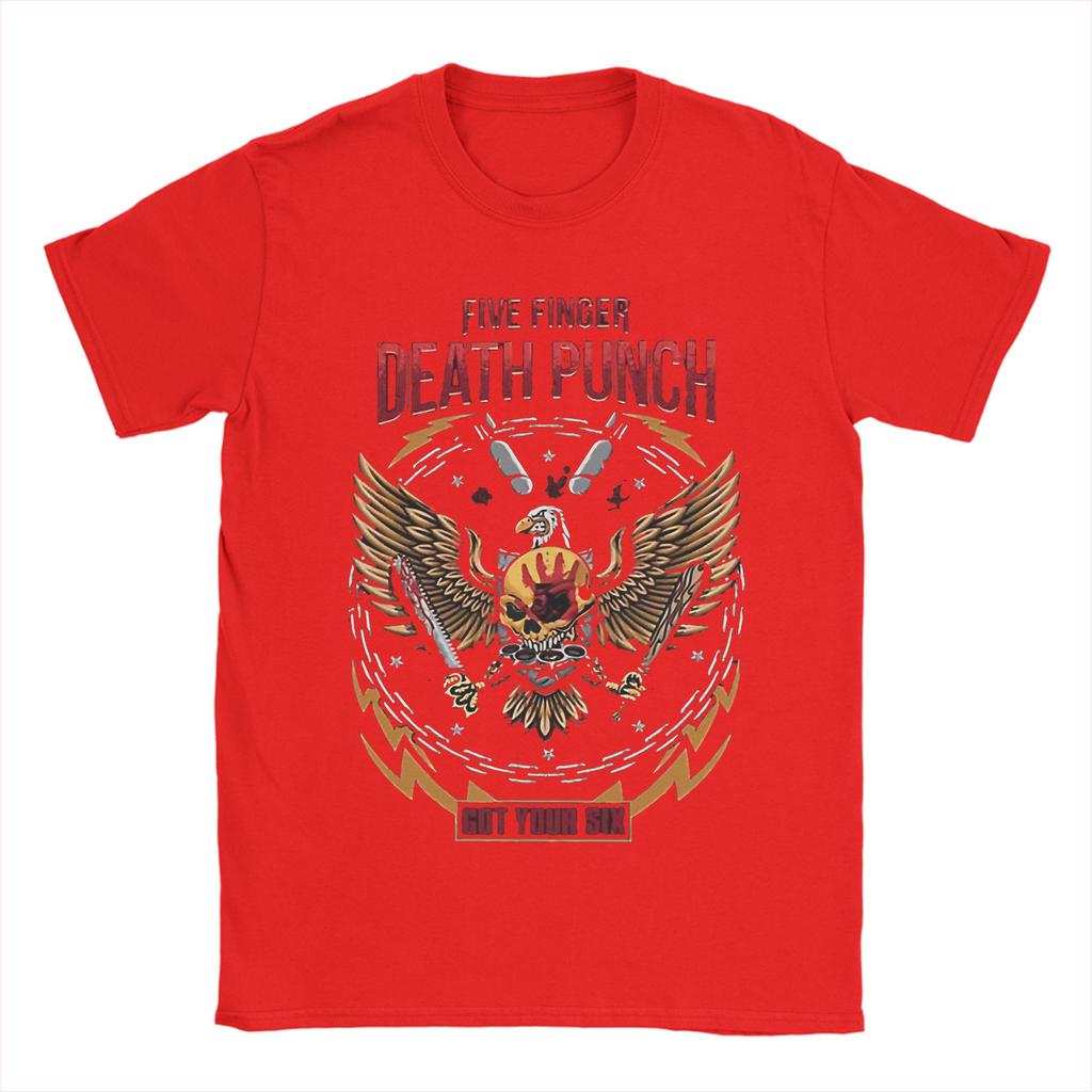 Five Finger Death Punch T Shirts for Men Pure Cotton Novelty TShirt Round Neck Tee Shirt Short Sleeve Tops Plus Size