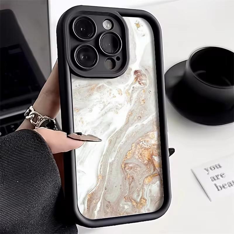 Чехол для телефона для iPhone 17 16 15 14 Pro Max Plus 13 12 11 Pro XR X XS 7 8 Plus SE2 17Air Масляная живопись Золотой Мрамор Ударопрочный Чехол