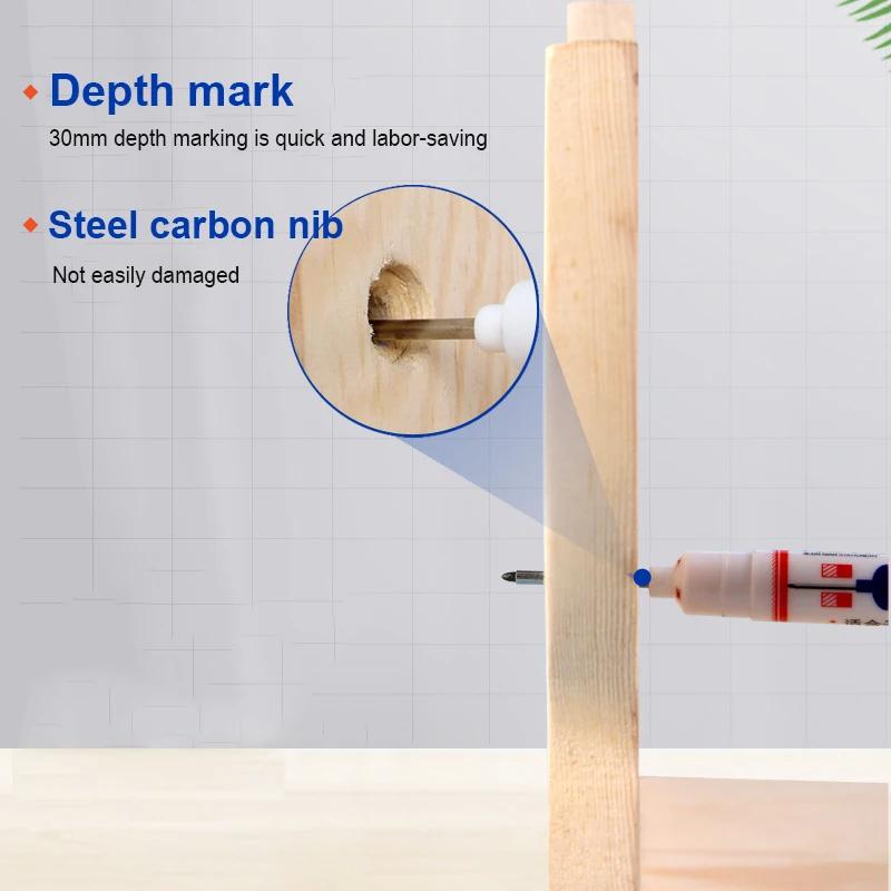 6Pcs/Set 20MM Long Nib Markers Deep Hole Head Four Color Waterproof Marker Pens For Woodworking Metal Marker Tools Art Supplies