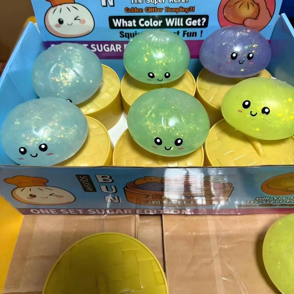 Novelty Night Light Dumpling Squishy Mystery Luminous TPR Soft Squeeze Toy LED Mood Lamp Fidget