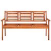 3 Seater Garden Bench with Cushion 150 cm Solid Eucalyptus Wood