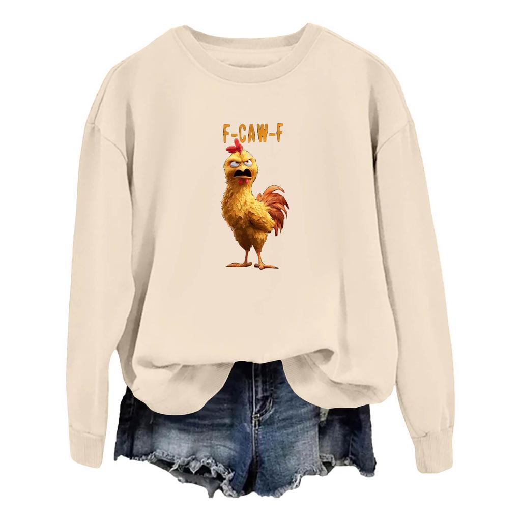 Women's Fashion Casual Round Neck Long Sleeve Top Printed Pullover Sweatshirt