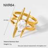 European and American stainless steel electroplating 18K gold irregular lines zircon ring personality exaggerated jewelry jewelry women