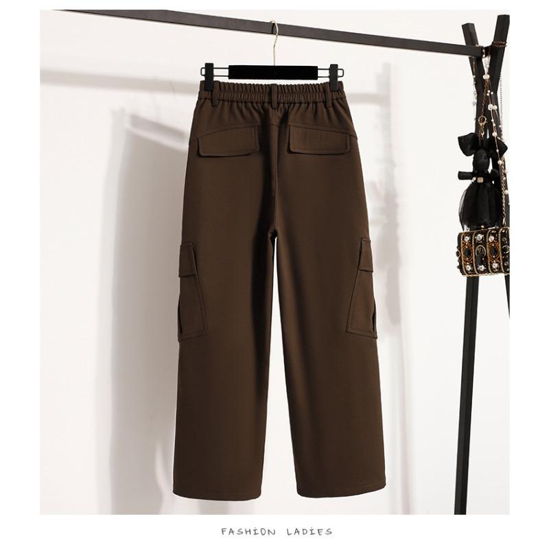 DIMANAF 2025 Осень Зима Женские Брюки Большого Размера Толстый Флис Повседневные Женские Длинные Брюки Оверсайз Свободная Одежда