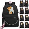 Рюкзак Little Bear с 26 английскими буквами, детская сумка для книг, школьная сумка для косплея для мальчиков и девочек, большой вместительный дорожный рюкзак для детей