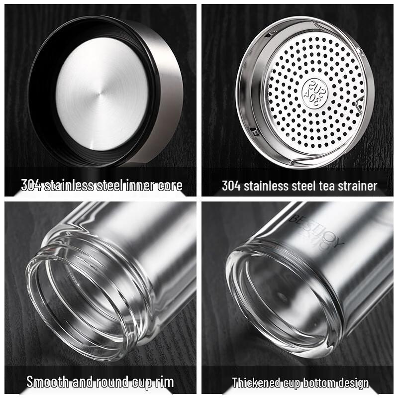 FUGUANG Shixi Nanometer Antibacterial Double-Layer Borosilicate Glass Bottle