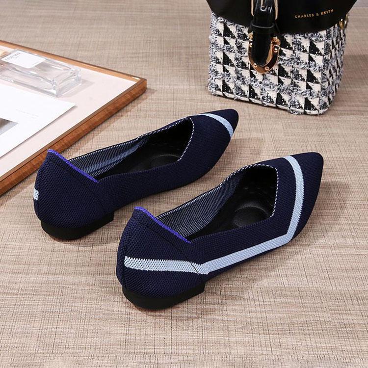 Туфли на плоской подошве с острым носком, дышащие летние туфли мелкой вязки, женская универсальная повседневная обувь с мягкой подошвой, обувь для ленивых, рабочая обувь