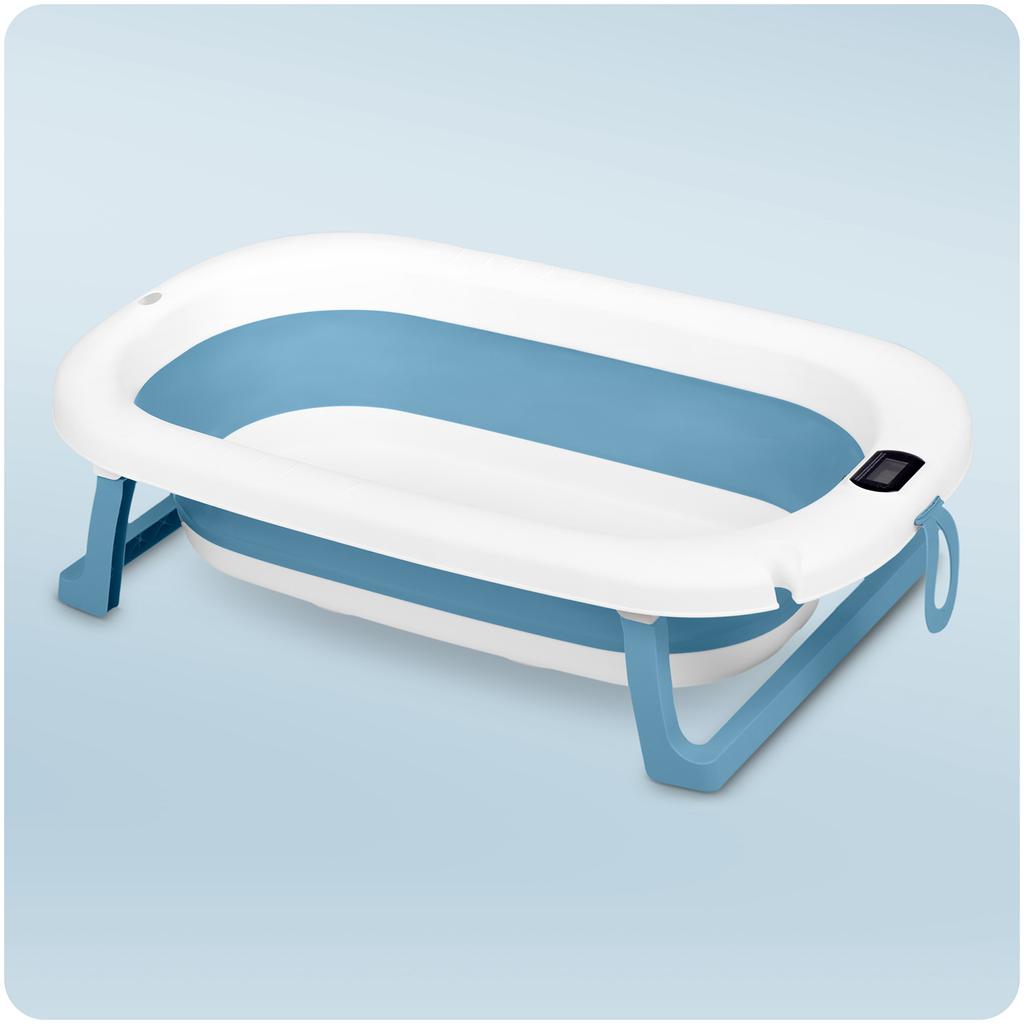 Folding Bathtub For Children And Infants With Thermometer And Insert, And