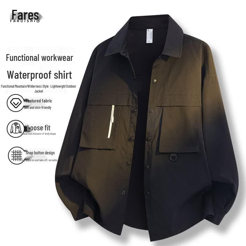 Мужская водонепроницаемая повседневная рубашка-куртка в стиле techwear Faraes