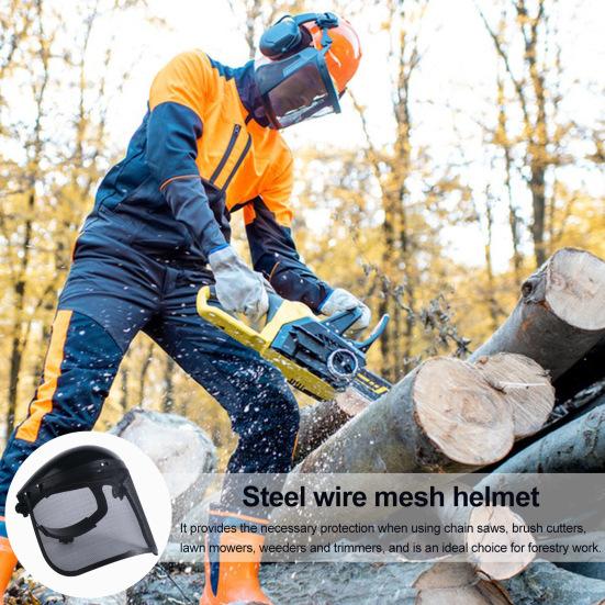 Safety Face Shield with Mesh Visor Ventilated Protective Helmet Chainsaw Safety Shield for Forestry Work Yard Work Weeding