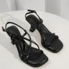 Fashion Temperament Stiletto Heels Women's Summer New Square Head Thin Belt Soft Sole Fashion Sandals