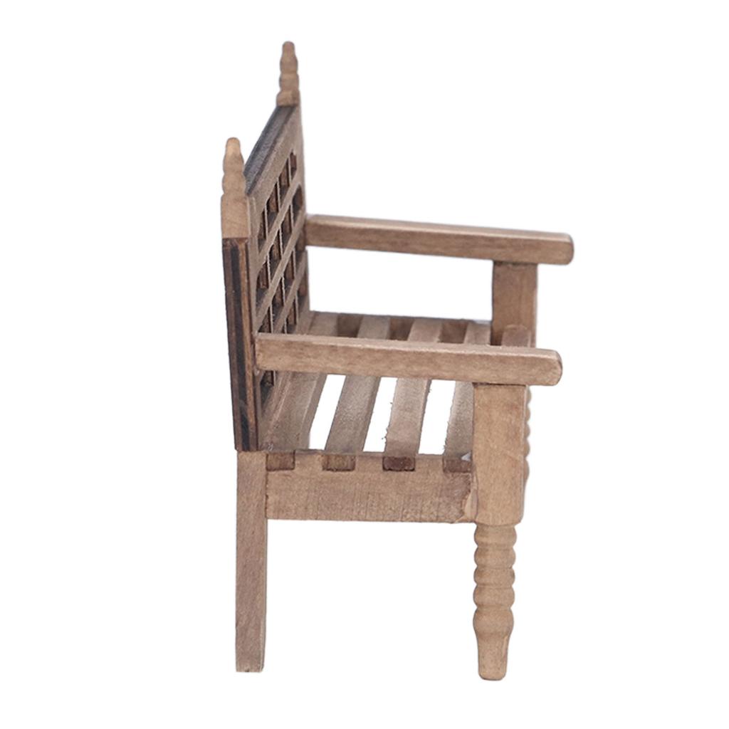1:12 Dollhouse Miniature Garden Bench Unpainted Miniature Wooden Park Bench for Dollhouse