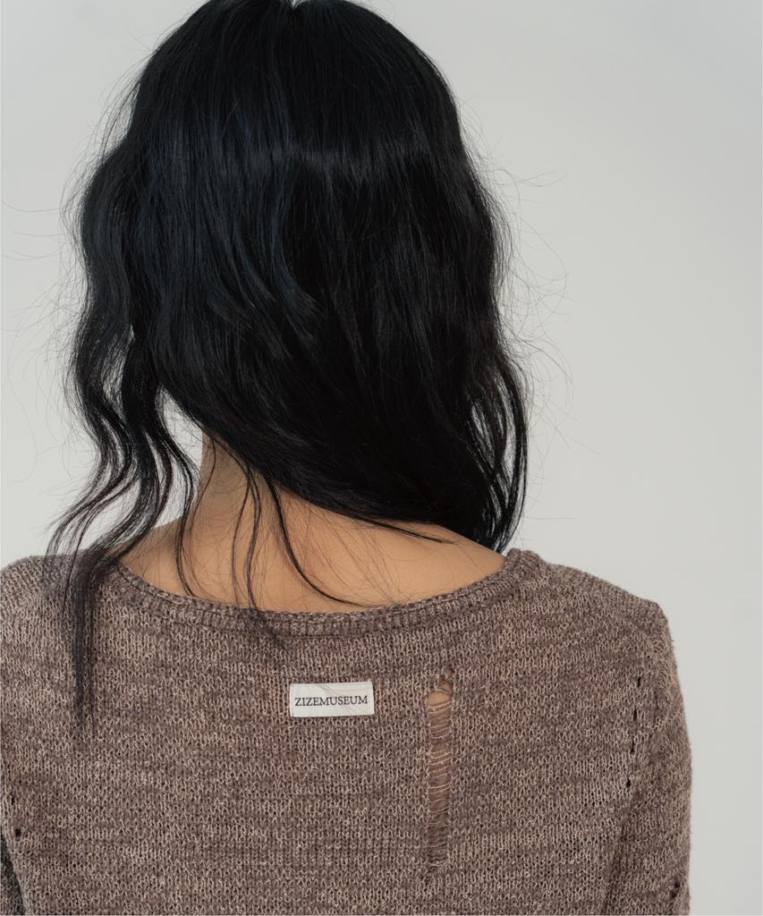 ZIZEMUSEUM Vintage Fringe Knit (Mocha)