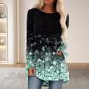Women Tops Round Neck Long Sleeve Flower Printed Loose Fit Tee Shirt Stretchy Pullover Tops Daily