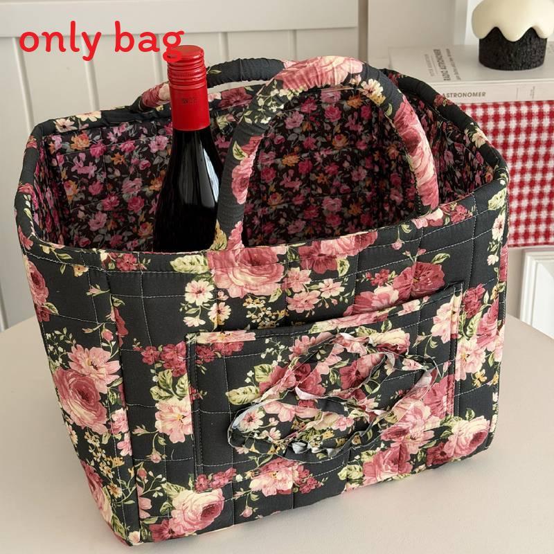 Large Flower Pattern Storage Basket With Foldable Cotton Construction For Home Organization