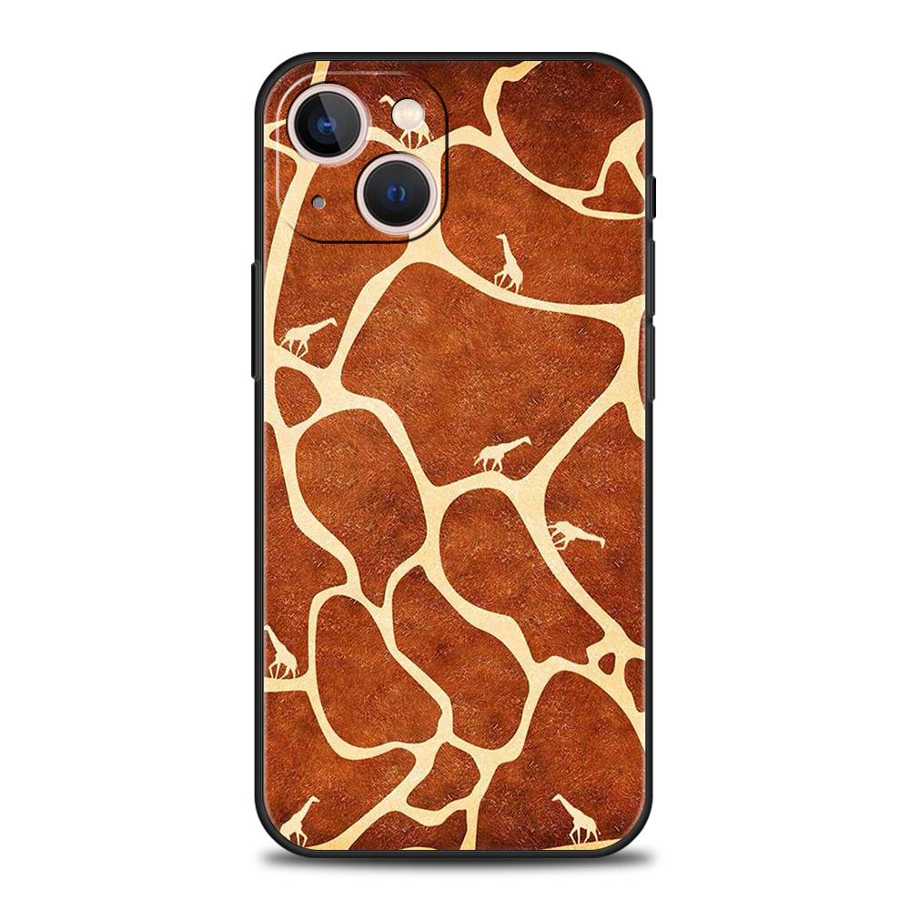 Роскошный мягкий чехол из ТПУ для iPhone 16 11 15 14 Pro MAX 12 13 7 8 Plus X XR XS SE 2022 Черный чехол с изображением жирафа