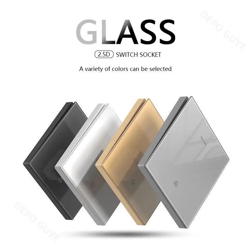 Стандарт Великобритании 20 Вт Type-C розетка для быстрой зарядки универсальный настенный выключатель света на 2 направления, черное закаленное стекло двойная 3-контактная USB розетка