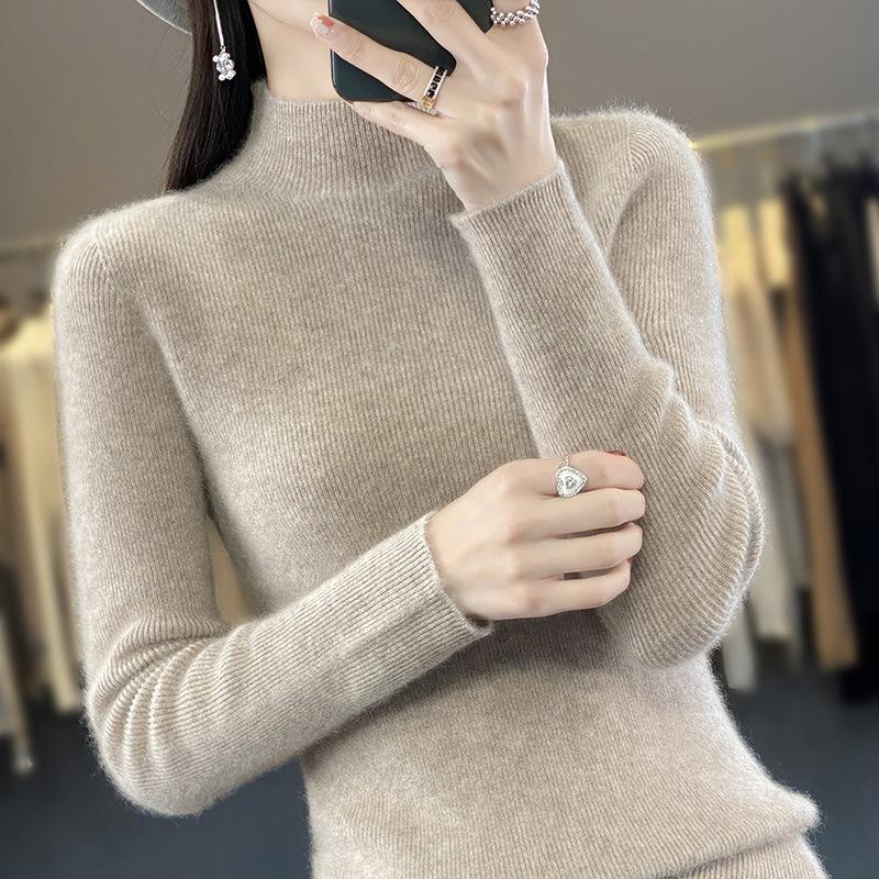 INDFS Женская мода Повседневный Осень Зима Однотонный Принт Длинный Рукав Полуводолазка Свитера