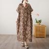 2025 Summer Plus Size Long Dress Basic Women Casual Loose Vintage Elegant Oversized Floral V-Neck New Dress