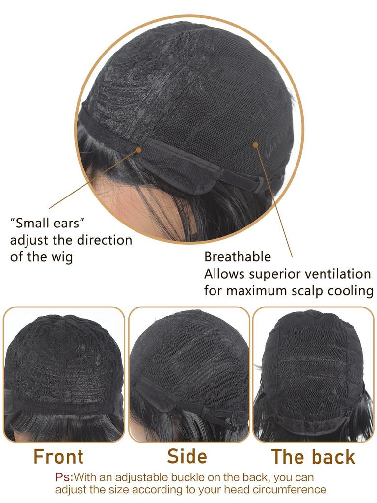 Короткие прямые парики боб для женщин, черные, коричневые, красные, синтетические, натуральные волосы, парик с челкой, термостойкие, для повседневного использования, для косплея