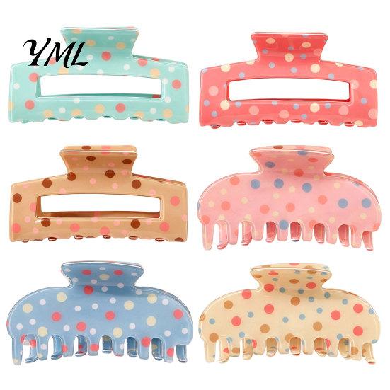 Durable Hair Clamps Colorful Polka Dot Claw Clip for Women, Sweet Macaron Style Non-slip Shark Non Damaging Gripper Thick Hair, Lightweight