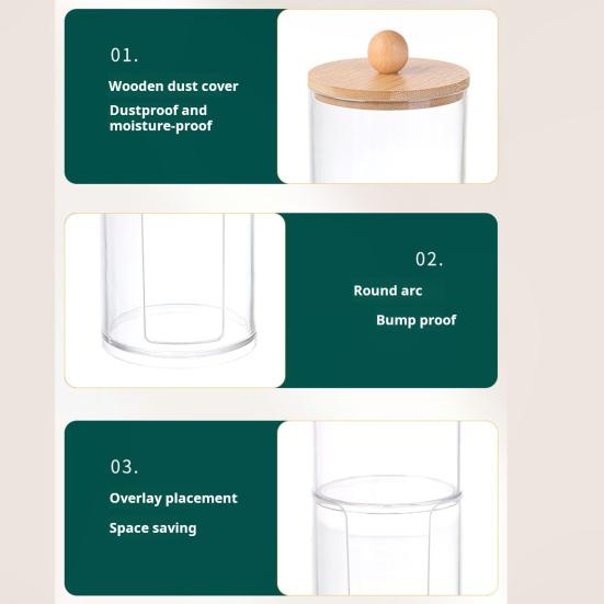 Коробка для хранения ватных палочек, органайзер с крышкой, прозрачный дизайн, многоцелевые ватные шарики