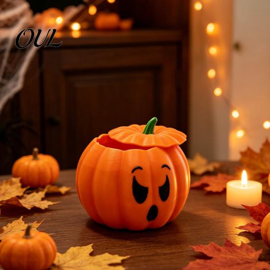 3D Printed Devil Container Pumpkin Storage Box with Lid, Funny Ghost Face Decorative Lid Halloween Decoration, Desktop Organizer for Jewelry And Small