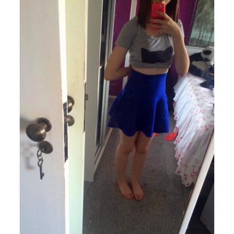 Women High Waist Knitting Woolen Skirt Ladies Slim Elastic Pleated Flared Skirts