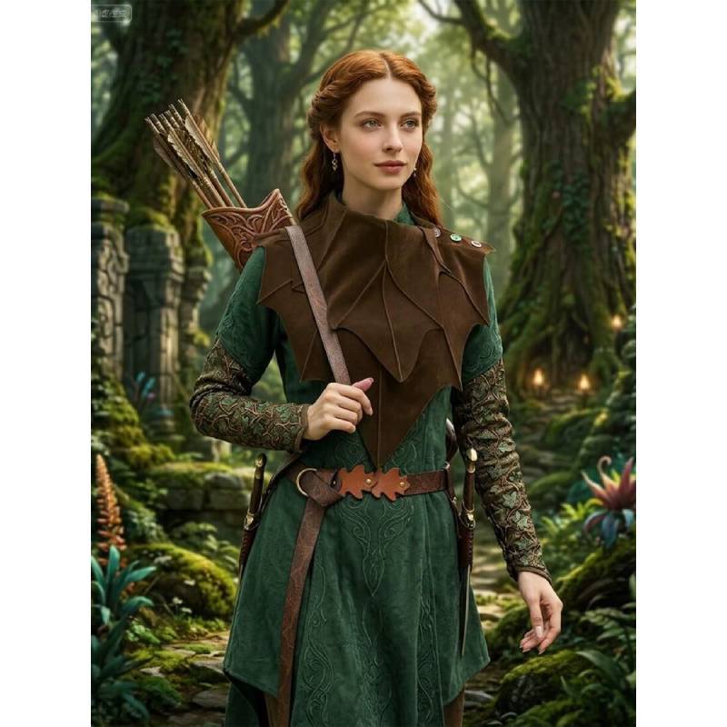 Renaissance Elf Druid Cloak With Plush Fabric For Cosplay And Halloween Costumes