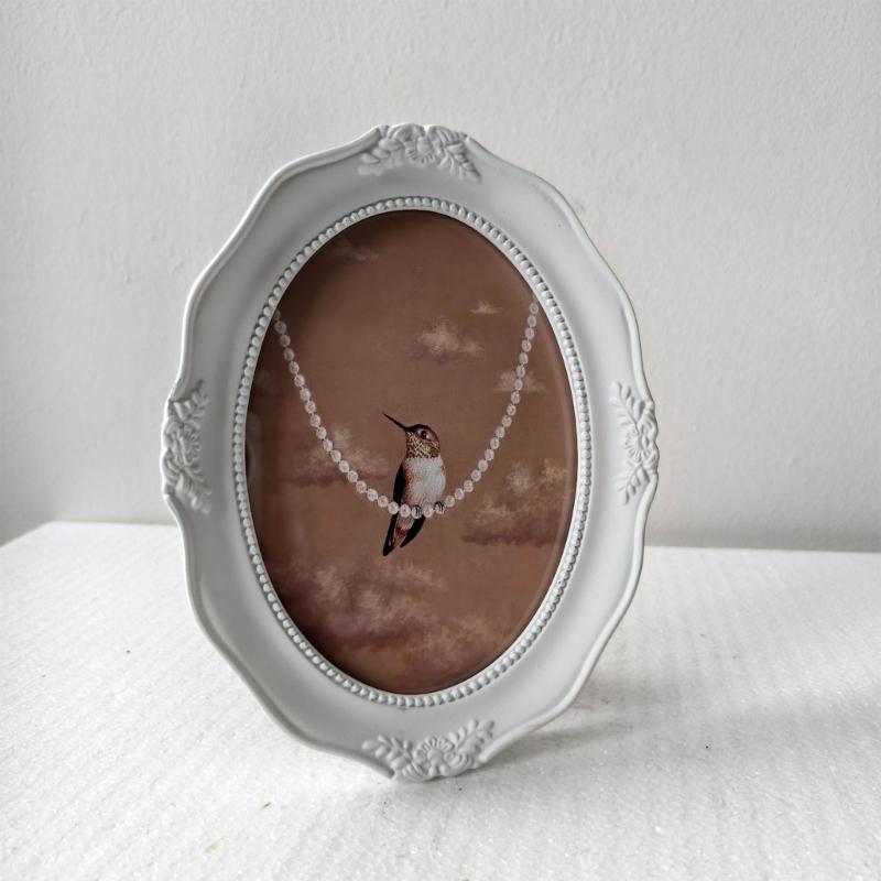 Античная витиеватая овальная фоторамка для настольного или настенного размещения, Ретро фоторамка, Декоративная фоторамка для декора дома