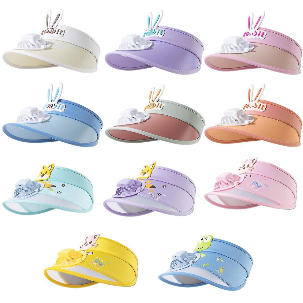 (Purple) Kids Fan Cap Summer Fan Cap Usb Rechargeable Children's Empty Top Cap Gift For Kids