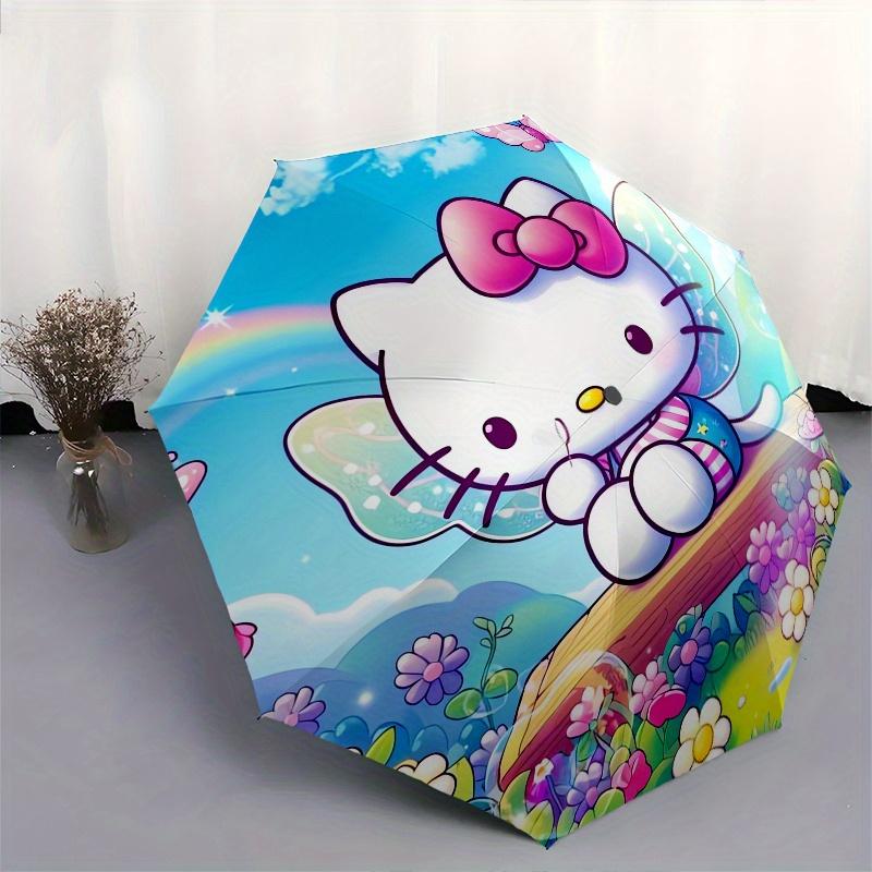 Hello Kitty,Fantasy Garden Automatic Folding Umbrella-Simple 8-Rib Design, Bright Cartoon Pattern, Durable Iron Frame, Suitable For Travel,