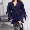 Summer Laoel Loose Tie Waist Cinched Suit Jacket Women's Long Sleeved Thin Jacket Fashion Office Lady Commute Coat
