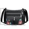 Large Capacity PU Leather Women Shoulder Handbags Vintage Dragonfly Flowers Multi-Pocket Crossbody Mommy Bag For Travel