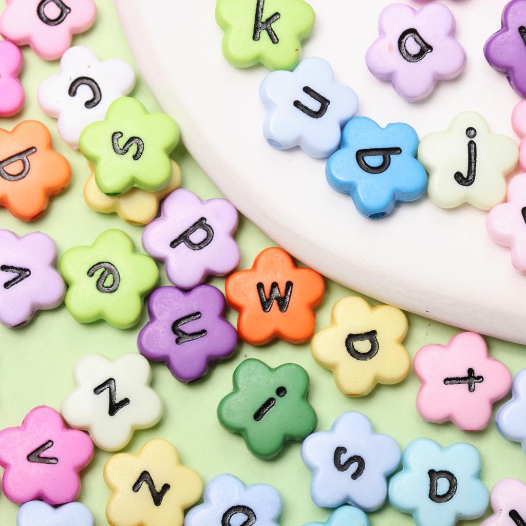 DIY Crafts Flower Colorful Letter Акриловые бусины Подвеска 20 шт 12 мм Модный браслет Ожерелье для изготовления ювелирных изделий