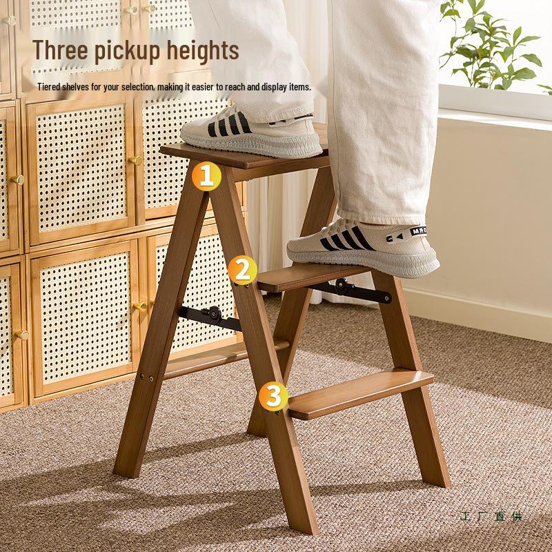 Folding Multifunctional Kitchen Ladder Stool - Portable, Sturdy, 3-Step Design
