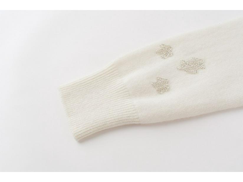 Женский толстый кашемировый кардиган на пуговицах, с ручной вышивкой бисером и вышитыми деталями