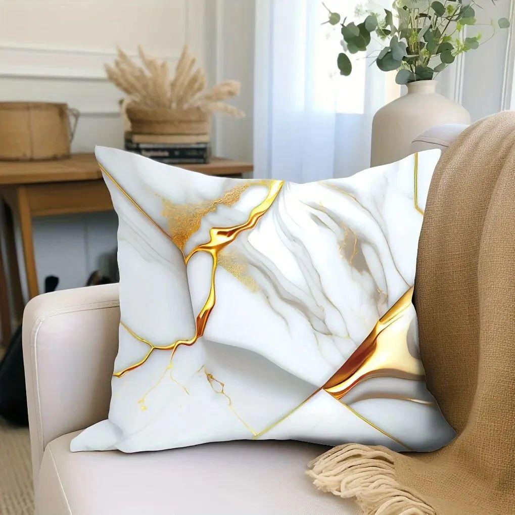 Vikama Marble Pattern Cushion Cover Luxury Geometric Print Sofa Cushion Cover Perfect For Living Room And Bedroom Decor