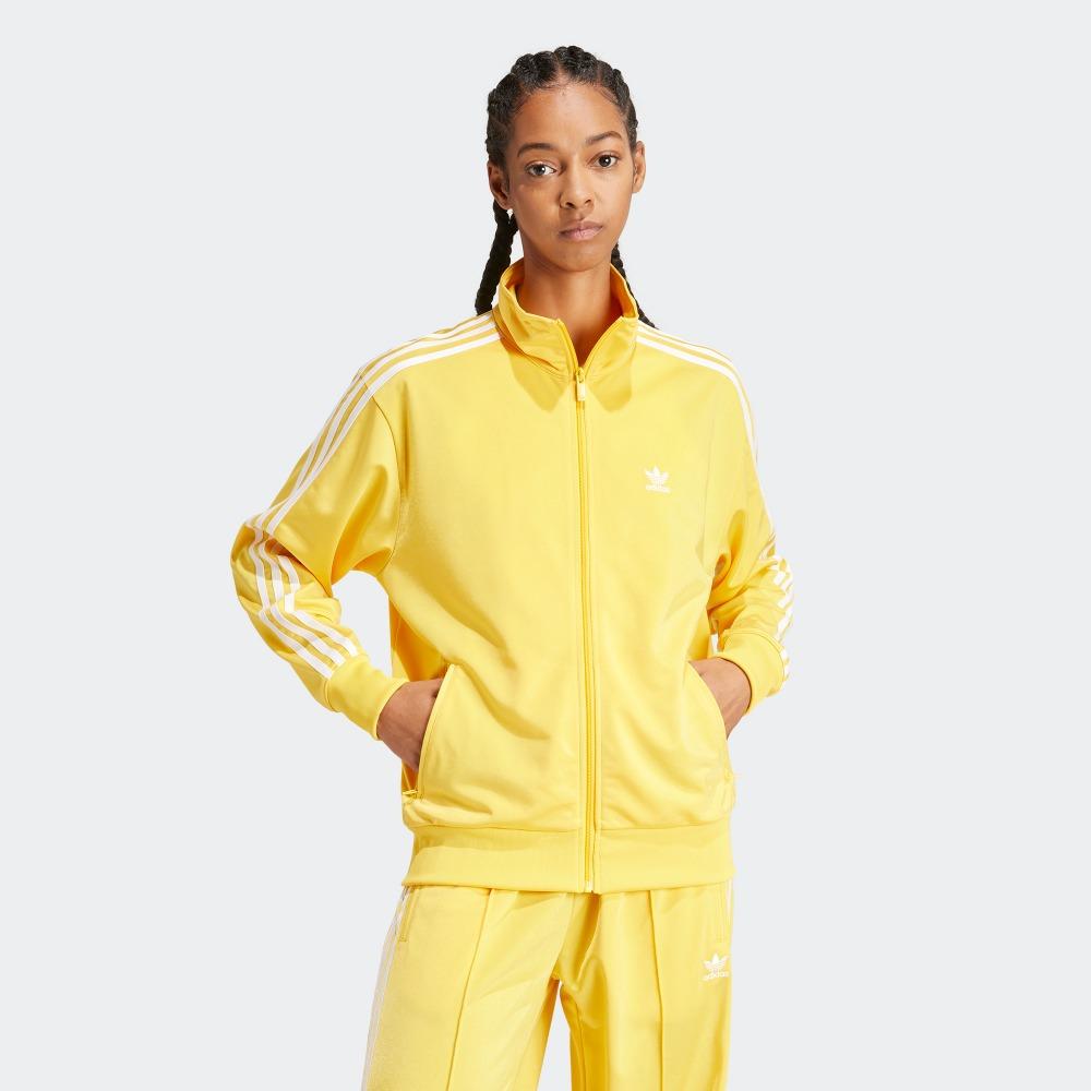 adidas Спортивный топ Originals Adicolor Firebird с тремя полосками и воротником-стойкой, женские топы, ярко-желтый IP0611