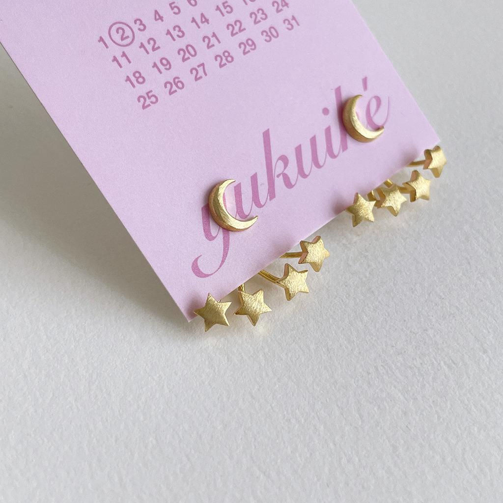 925 Silver Needle Star Moon Hanging Earrings Female Mori Sweet Premium Brushed Earrings Niche Fashion Earrings