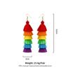 Bohemian Rainbow Earrings Colorful Braid Dangle Earrings Handmade Layered Tassel Earrings  Women