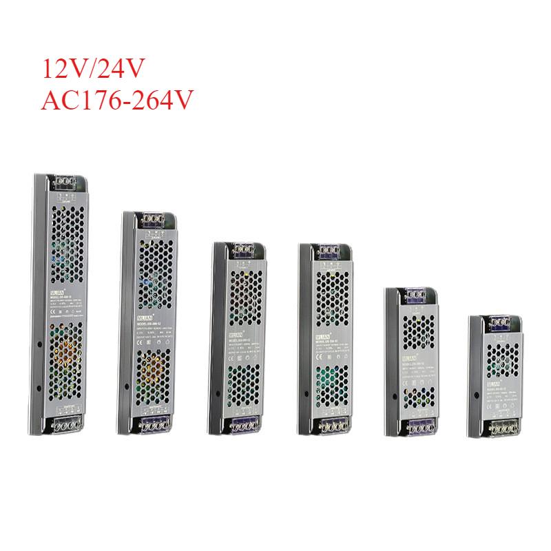 DC 12V 24V импульсный источник питания AC176-264V беззвучный трансформатор освещения 60W 100W 200W 300W 400W светодиодный драйвер питания адаптер