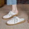 Women 2024 New Thick Sole Satin Bun Head Half Slippers Female Summer Wear Heelless Lazy Shoes Female