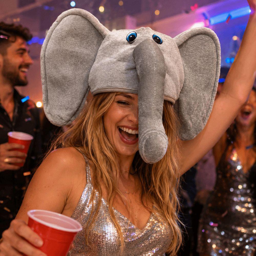 Long Trunk Plush Animal Hat Large Ears Cartoon Costume Cap Funny Kids Plush Elephant Hat Easter