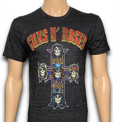 Guns N' Roses Потертый Черный Хизер с Крестом Новый Официально Лицензированный Унисекс Футболка