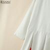 ZANZEA Women Casual Floral Print Loose Rouns Neck 3/4 Sleeve Long Dress
