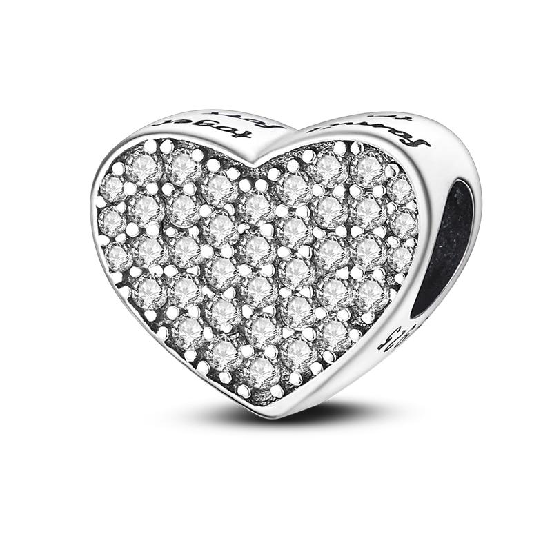 Розовый Шарм Сердце Любви Семьи Оригинальные Медные Бусины Подходят для Браслета Пандора Сделай Сам Сестра Мама Дружба Подвеска Изысканное Подарочное Ювелирное Изделие