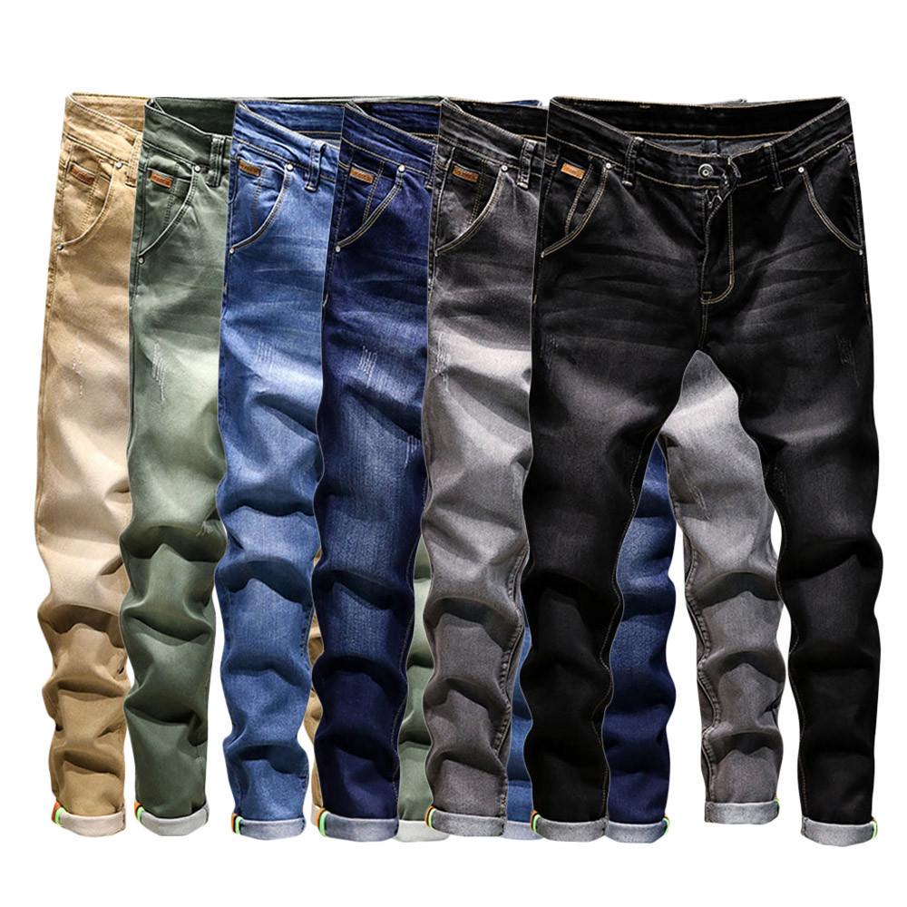 Мужские повседневные узкие джинсовые брюки, рабочие брюки-карандаш в стиле хип-хоп, джинсы